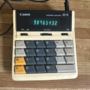Vintage Canon M-8 Calculator LED Display Made In Japan & Original Ad-2 Adapter